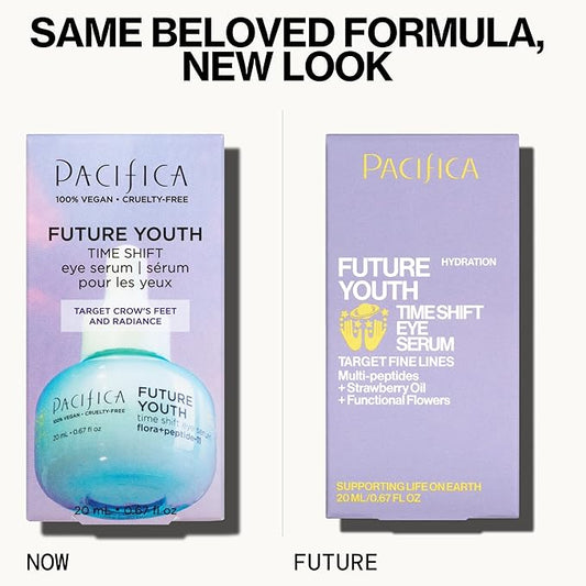 Pacifica Future Youth Time Shift Eye Serum – Peptide Eye Serum for Fine Lines & Dark Circles, Lifting & Firming Under Eye Treatment w/Flora + Peptide-11, Unscented Hydrating Gel for All Skin Types