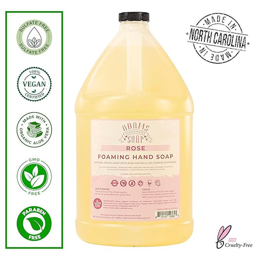Adams Handmade Soap Liquid Foaming Soap 1 Gal - Rose (Pack of 4)