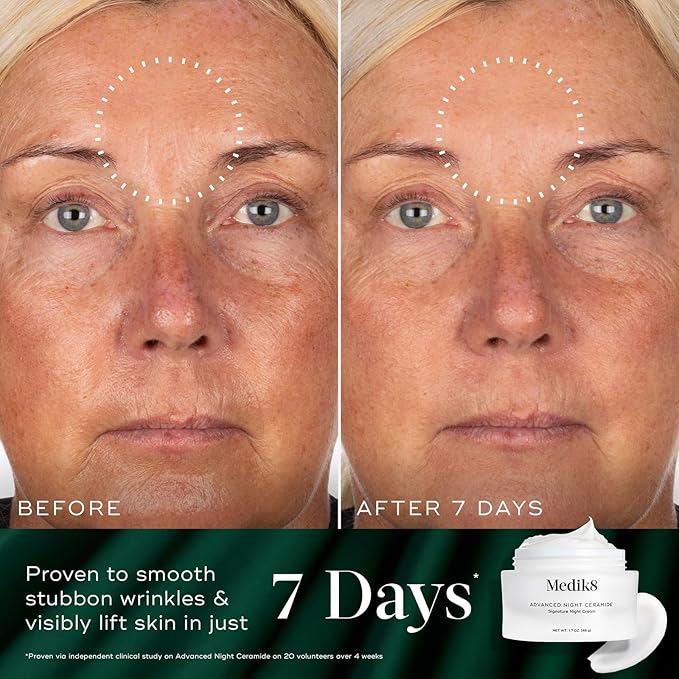 Medik8 Overnight Renewal Kit - Advanced Liquid Peptides Face Serum with Hyaluronic Acid - Ceramide Face Moisturizer Hydrates Skin - 3 pc