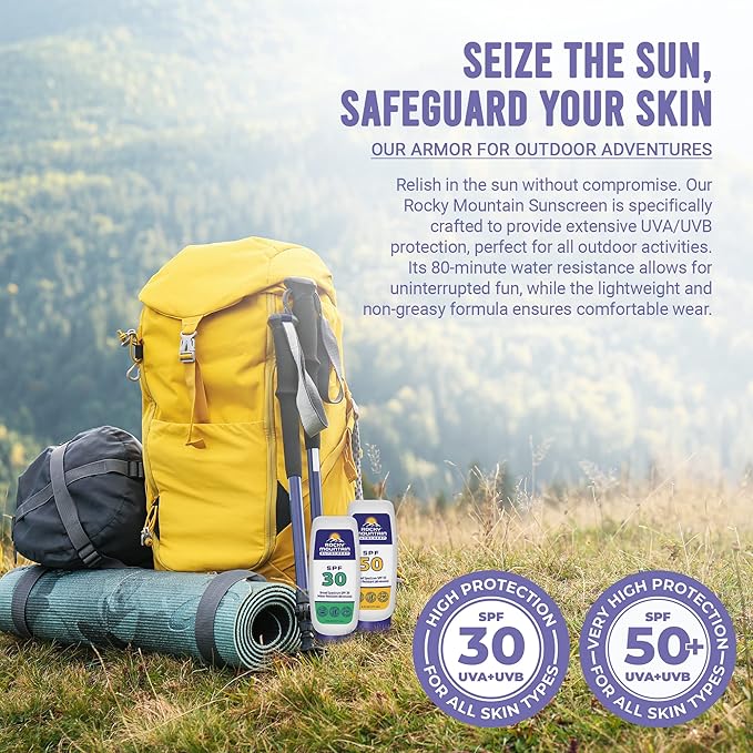 Rocky Mountain Sunscreen SPF 50 16 oz | Broad Spectrum UVA/UVB Protection | Hawaii 104 Reef Act Compliant (Oxybenzone & Octinoxate Free) | Water Resistant 80 Min. | Fragrance Free With Pump (16 Fl Oz)