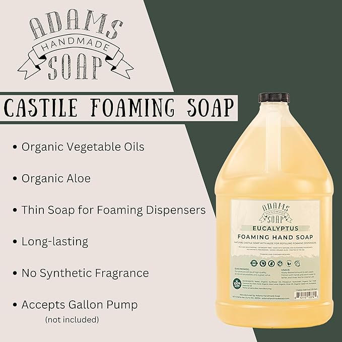 Adams Handmade Soap Liquid Foaming Soap 1 Gal - Eucalyptus (Pack of 4)