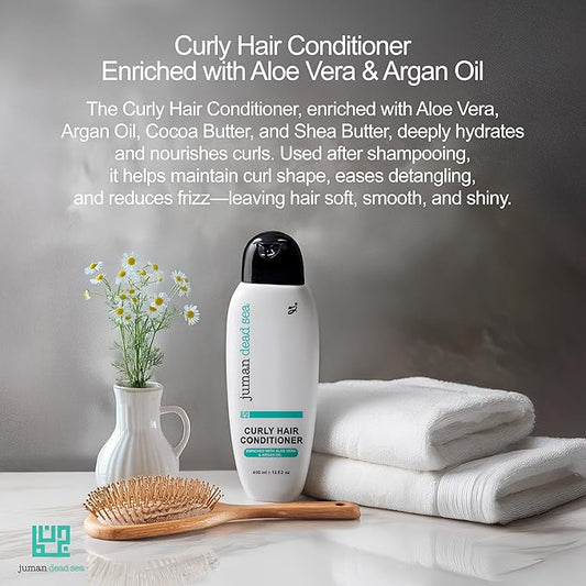 Juman Dead Sea Leave-in Conditioner for Curly Hair | Enriched with Essential Plant Extracts & Argan Oil | Hydrating Hair Conditioner | Keeps Long Curly Hair Intact | 13.5 Ounce