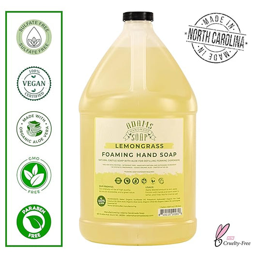 Adams Handmade Soap Liquid Foaming Soap 1 Gal - Lemongrass (Pack of 4)