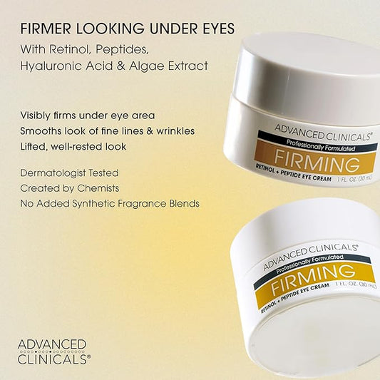 Advanced Clinicals Advanced Retinol Eye Balm + Peptides Face Moisturizer Cream | Visible Anti Aging Under Eyes Cream Improves Appearance Of Wrinkles, Fine Lines, Puffiness, & Dark Circles, 1 Fl Oz