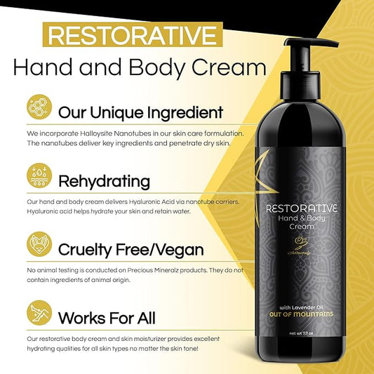 Restorative Hand and Body Cream - Body Cream for Dry Skin, Hydrating Cream to Sooth and Rehydrate Skin, Lavender Oil Infused Moisturizing Cream, 7.70 Ounce