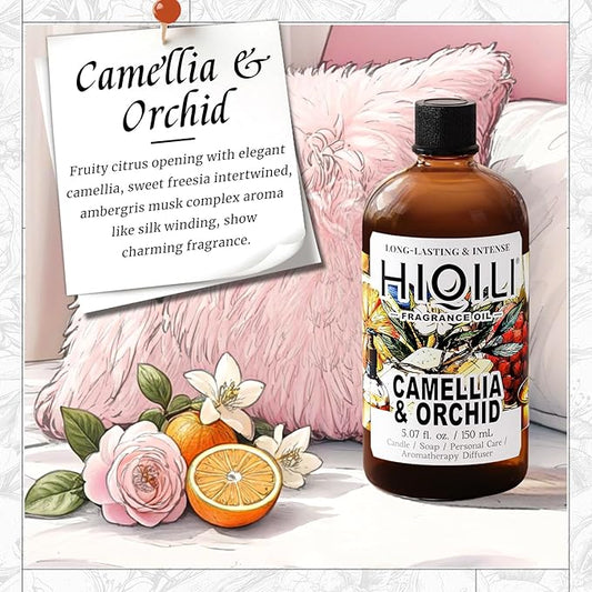 HIQILI Camellia and Orchid Fragrance Oil for Candle, Soap and Perfume Making, Add to Shampoo & Body Lotion, Floral Scents- 5.07 Fl Oz