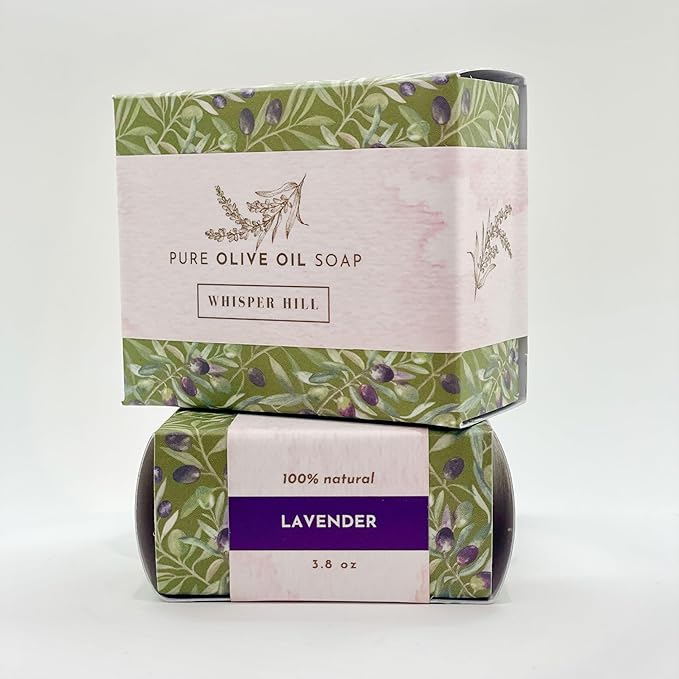 WHISPER HILL Lavender Olive Oil Soap – Handcrafted in Vermont Since 1997 – Calming Bar with Pure Essential Oils – 3.8 oz