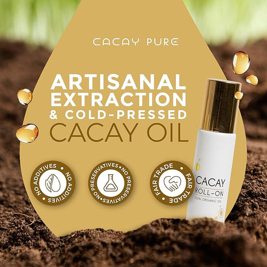 Cacay Oil Roll-On – Natural Anti-Aging Face & Body Oil for Scars with Retinol & Vitamin E, Organic Skincare, Antioxidant-Rich Treatment for Acne Scars, Wrinkles, Fine Lines, and Dry Skin (0.33 Fl Oz)