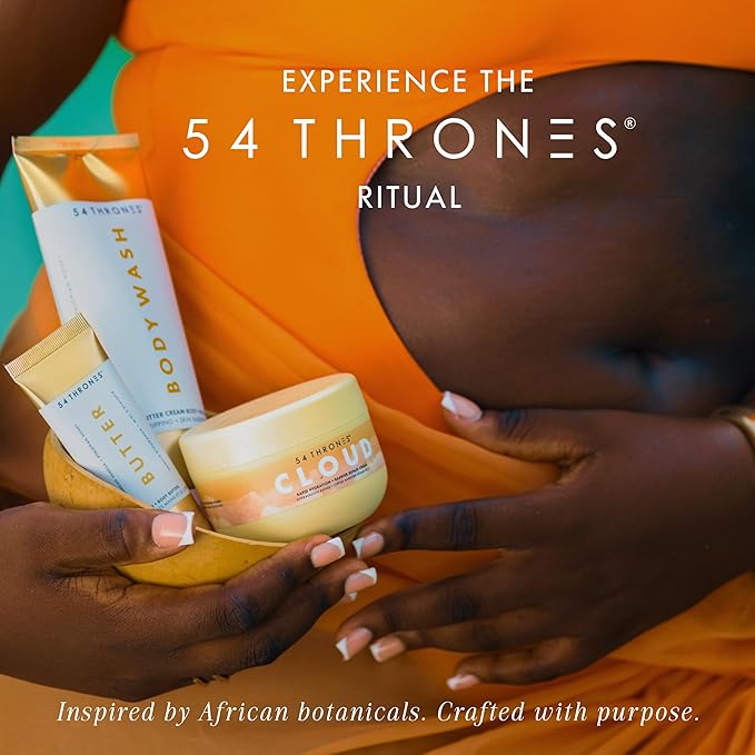 54 Thrones Non-Stripping Butter Cream Body Wash, Shea Butter Body Wash, Exfoliating & Moisturizing Liquid Soap, Ugandan Vanilla + Ethiopian Honey