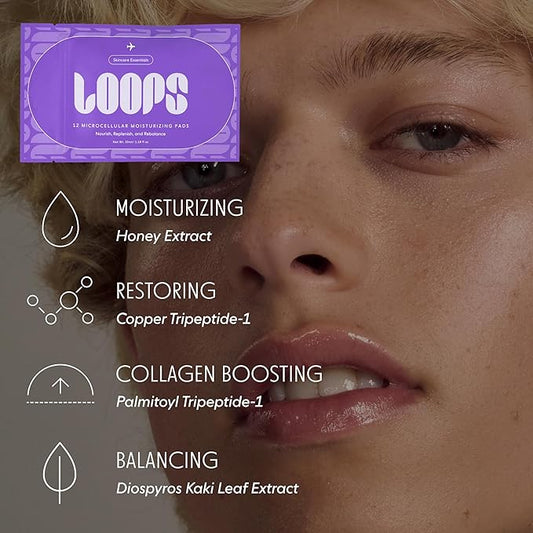 LOOPS MicroCellular Moisturizer Korean Skincare - Nourish, Replenish, and Rebalance - Collagen Boosting, Restoring, Moisturizing Skin Care - Pre-soaked Veocell Embo Pad - Anti-Aging Face Moisturizer