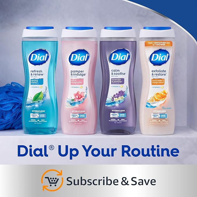 Dial Body Wash, Healthy Hydration, Coconut Milk plus Vitamin E, 16 fl oz (Pack of 4)