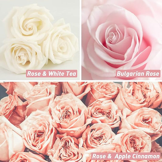 Rose Fragrance Oil, ESSLUX Premium Floral Scented Oils for Diffuser, Soap Candle Making Scents, Rose Essential Oils Gift Set for Home Fragrance - Bulgarian Rose, Black Rose & Oud, Rock Rose and More