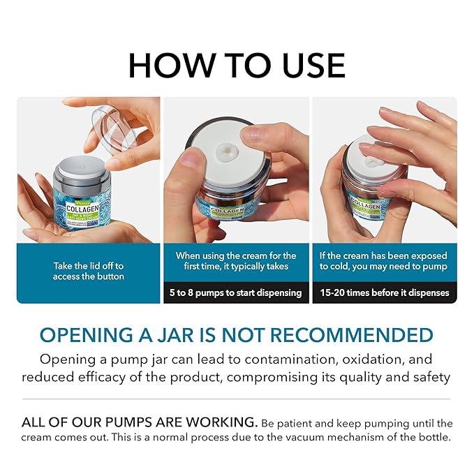 Collagen Cream for Face with Retinol & Hyaluronic Acid - Face Moisturizer for Women & Men - Skin Tightening & Firming - Anti Aging Daily Face Moisturizer in an Airless Pump - Intense Hydration - 1.7oz