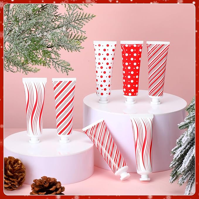 15 Pcs Christmas Candy Cane Hand Cream Set Peppermint Scented Lotion 30 ml Hand Cream Gifts Bulk Candy Cane Flavor Christmas Party Gifts for Women & Men Mom Coworkers Dry Frayed Hands