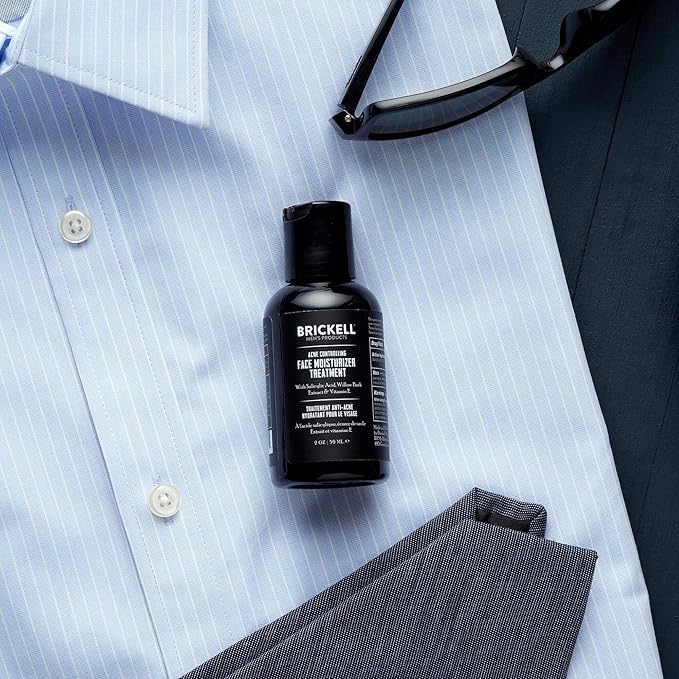 Brickell Men's Acne Controlling Face Moisturizer Treatment for Men, Natural and Organic Face Moisturizer Treatment to Clear Acne, Even Skin Tone and Moisturize Skin, 2% Salicylic Acid, 2 Ounces