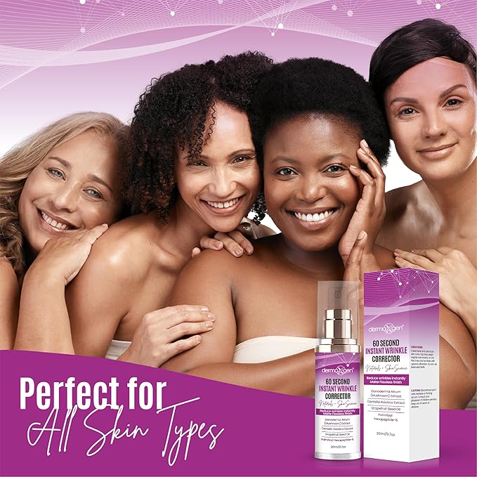 60 Second Instant Wrinkle Corrector Pure Organic + Peptide Complex, Amazing Results For All Skin Types 0.7 Fl Oz / 20 Ml