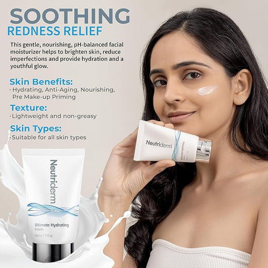 NEUTRIDERM Ultimate Hydrating Moisturizer Face Cream With Vitamin E, Rice & Wheat Protein – Hydrating & Anti-Aging Moisturizer for Sensitive, Dry Skin – Face Primer for Women & Men, 1.7 oz