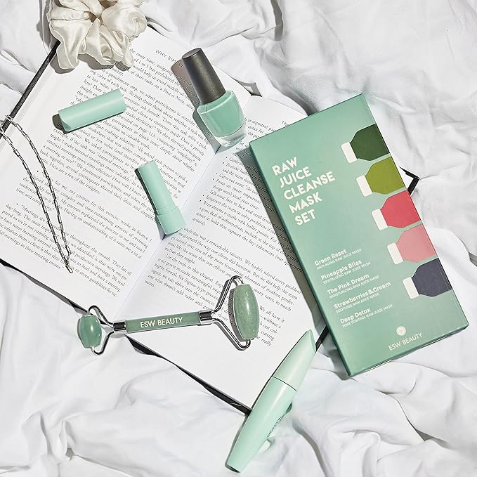 ESW Beauty Raw Juice Face Masks - 10-Pack Skincare Set - Hydrating, Anti-Aging, Moisture Repair, Pore Control, Soothing & Revitalizing with Watermelon, Kale & Charcoal