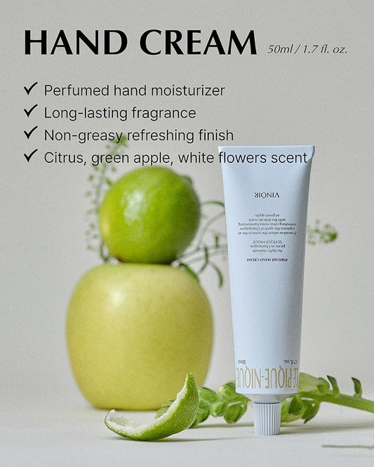 VINOIR Decanting Hand Cream LE PIQUE-NIQUE - Long Lasting Perfumed Hand Moisturizer for Rough Skin - Soft & Smooth Hands - Citrus, Green Apple and Flower Scent, 1.7oz.