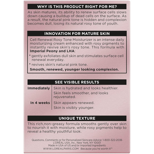 πΉ L'Oreal Paris Age Perfect Rosy Tone Moisturizer β Anti-Sagging & Brightening Face Cream (1.7 oz)