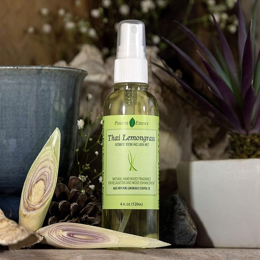Thai Lemongrass Linen and Room Spray, Natural Air Freshener Made with Pure Lemongrass Essential Oil, Bathroom Air Freshener or Calming Pillow Spray