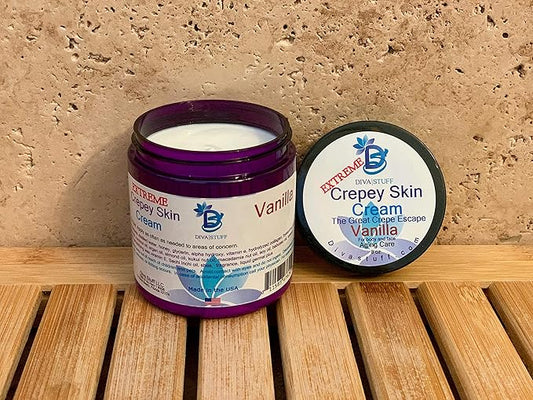 Diva Stuff Extreme Crepey Skin Body & Face Cream With Hyaluronic Acid, Alpha Hydroxy and More (Vanilla)