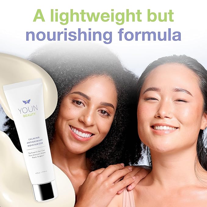 YOUN Beauty Calming Antioxidant Moisturizer for Face and Body by Holistic Plastic Surgeon Dr. Anthony Youn, Paraben & Sulfate-Free – Contains Lactic Acid, Vitamins C & E, Peptides, and Coenzyme Q10
