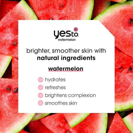 Yes To Face Wipes for Women and Men, Refreshing Facial Cleansing Wipes for use as a Make Up Remover, Cleaning, Soothing, Watermelon (Pack of 2)