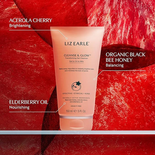Liz Earle Cleanse & Glow Transforming Gel Cleanser - Gentle Cleanser Face Wash & Makeup Remover - Helps Minimize the Appearance of Pores and Reveals Luminous, Glowing Skin (150ml)