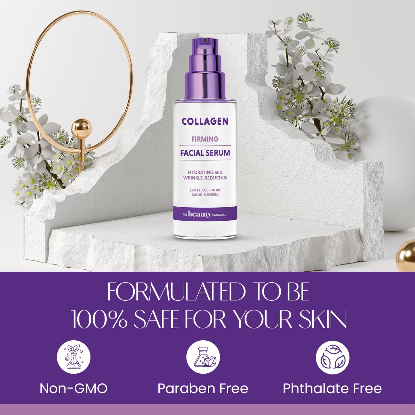 Collagen Face Serum - Dermatologist Tested, Anti-Aging, Skin Tightening, Hydrating - Clean Beauty, Cruelty-Free Korean Skin Care for All Skin Types - 1.69 Fl. Oz