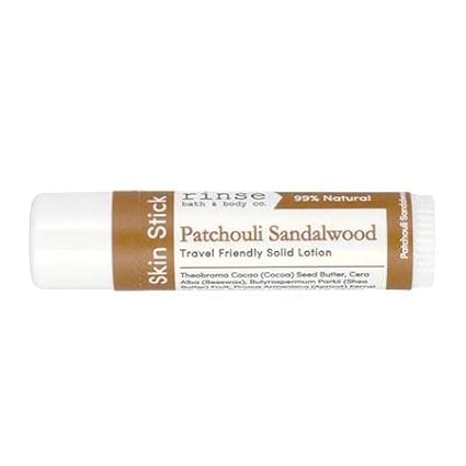 Rinse Bath & Body Solid Sandalwood Patchouli Lotion- Natural Solid Lotion w/Shea and Cocoa Butter | Moisturizing No Mess Travel Lotion w/Beeswax, Apricot & Refined Avocado Oil | Handmade |.5oz