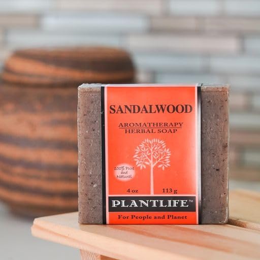 Plantlife Sandalwood 3-Pack Bar Soap - Moisturizing and Soothing Soap for Your Skin - Hand Crafted Using Plant-Based Ingredients - Made in California 4oz Bar