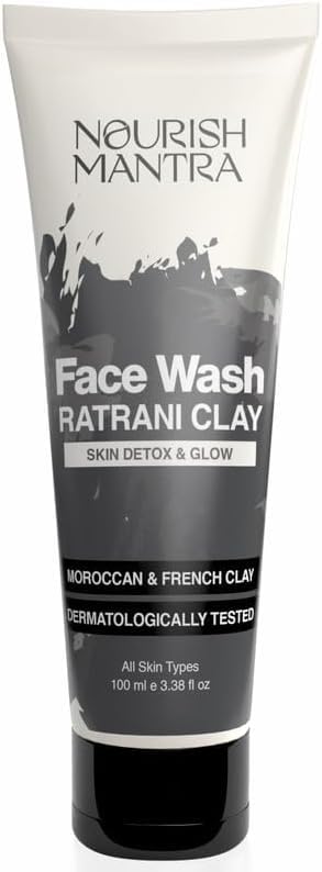 Nourish Mantra-Ratrani Moroccan Lava Face Wash | Enriched With Moroccan Clay, Activated Charcoal & Vitamin E | Face Wash For All Skin Types | Paraben & SLS, SLES Free