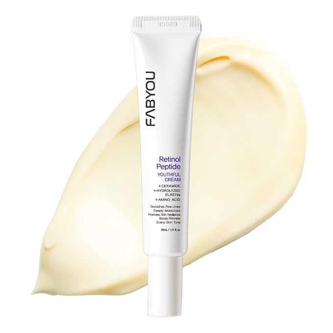 Retinol Peptide Youthful Cream 1.01 fl oz - Korean Skincare with Retinol & Peptides for Firming, Fine Lines, from Face to Neck and Eye Area, Fast Absorbing Texture