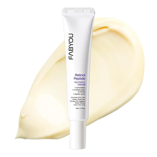 Retinol Peptide Youthful Cream 1.01 fl oz - Korean Skincare with Retinol & Peptides for Firming, Fine Lines, from Face to Neck and Eye Area, Fast Absorbing Texture