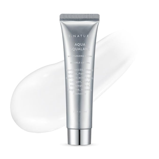 S. Nature AQUA SQUALANE MOISTURIZING CREAM | Face Moisturizer for Dry and Sensitive Skin, Vegetable Squalane 150,00ppm, Long-lasting Hydration, Pore Care Cream, Korean Skin Care (2.7 Fl Oz, 80ml)