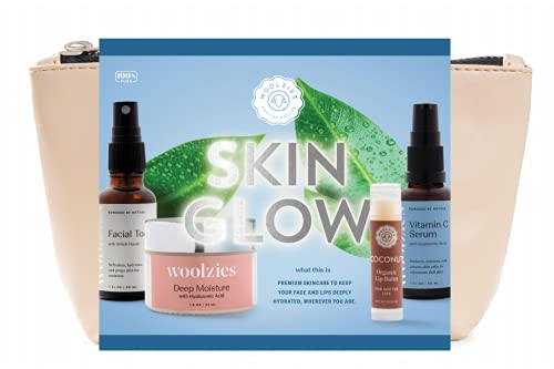 Woolzies Skin Care Facial Kit | Includes Deep Moisturizing Face Cream, Coconut Cream Lip Balm, Vitamin C Serum, and Facial Toner