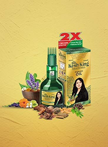 KESH KING Ayurvedic Hair Oil | Herbal Oil with Bhringraj & Amla | Enhance Hair Growth | Reduce Hairfall | Nourishes Scalp | Provides Long & Thick Hair | 3.38 Fl Oz/100ml
