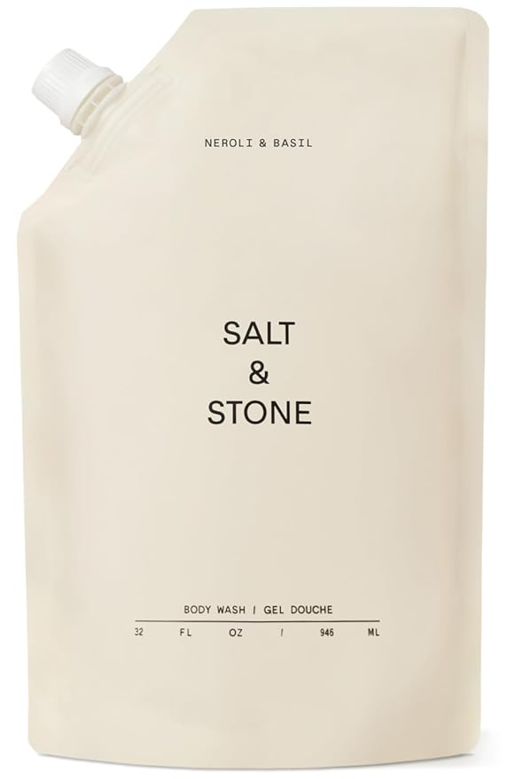 Salt & Stone Body Wash with Antioxidants for Deep Moisture | For Women & Men, Sulfate, Paraben, & Dye Free, Leaving Skin Soft and Hydrated (Neroli & Basil 32 fl oz)