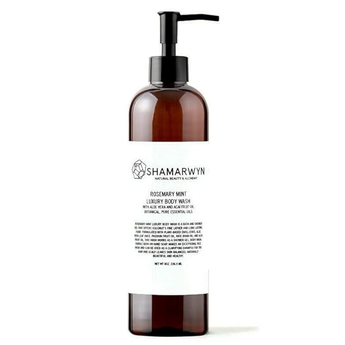 shamarwyn Body Wash, Rosemary Mint, Natural-Organic Hydrating with Aloe Vera & Acaí Oil 8oz