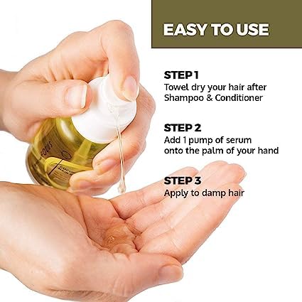 Coconut & Argan Oil Hairs Serum a Natural Leave In Conditioner Boosted with Vitamin E, Birrea Seed, and silk Protein - Revitalize & Detangle for a Smooth and shiny Look - 50ml (3 Pack)