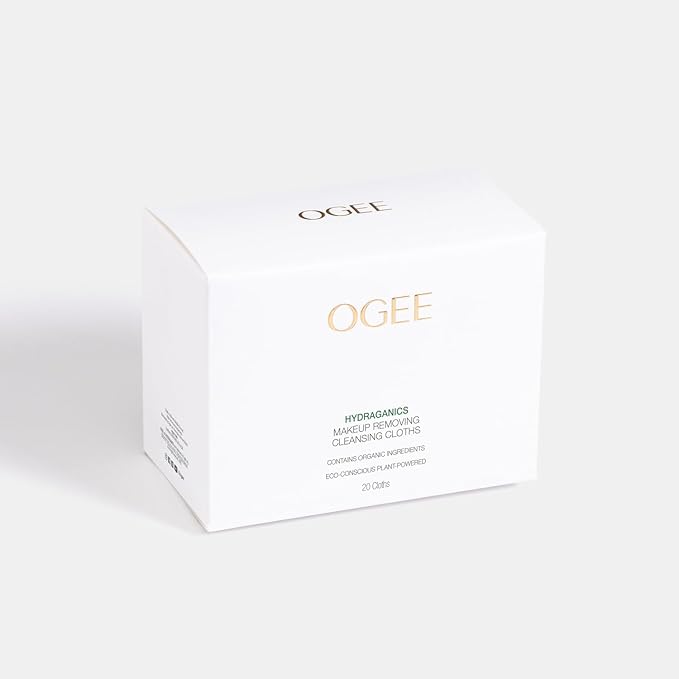 Ogee Gentle Makeup Remover Wipes - Moisturizing Makeup Wipes - Nourishing Formula of Jojoba Oil, Aloe Vera & Essential Oils - Facial Cleansing Cloths (20ct)