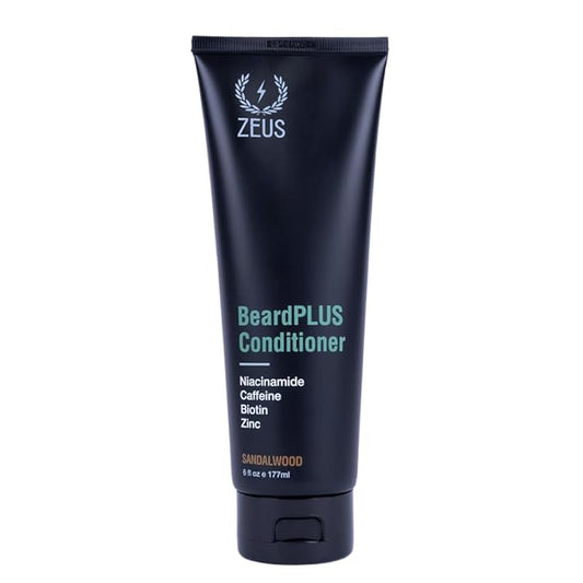 ZEUS BeardPLUS Conditioner for Men, Enhanced Beard Growth & Hair Care Treatment with Biotin & Caffeine to Boost Thickness, Strength, Hydration, and Skin Comfort (Made in USA) 6 oz.