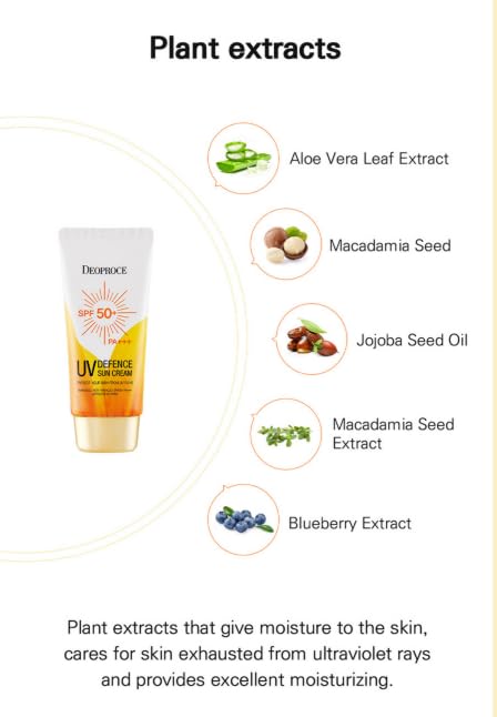 DEOPROCE UV DEFENCE SUN PROTECTOR SPF50+ PA+++ | 3-in-1 Sunscreen, Makeup Base & Tone Corrector | Lightweight, Non-Greasy Formula (70g / 2.47oz)