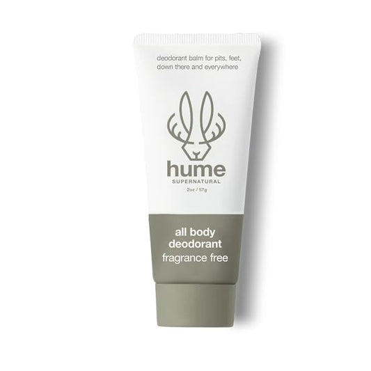 HUME SUPERNATURAL Foot Cream for Dry Cracked Heels and Feet – Moisturizing Heel Balm & Deodorizer for Smelly, Callused, or StinkyFeet – Natural Odor Control & Cracked Feet Treatment - Fragrance Free
