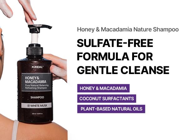 KUNDAL Honey&Macadamia Hydro-Intensive Moisture Premium Nature Hair Shampoo [Blackberry Bay] Sulfate Free, Macadamia Oil for Damaged Hiar care, Deep Clean & Hydration 1,000ml (300ml x2ea)
