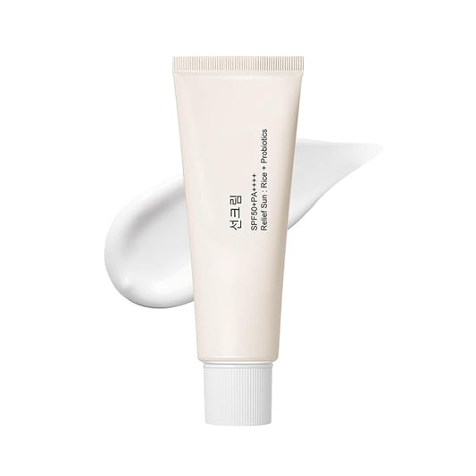 Relief Sun Rice + Probiotics SPF50+ PA++++, Facial Sunscreen, Korean Skincare, Korean Sunscreen, Facial Moisturizer for All Skin Type and UV Defense, Nourishing Skin (50ml)