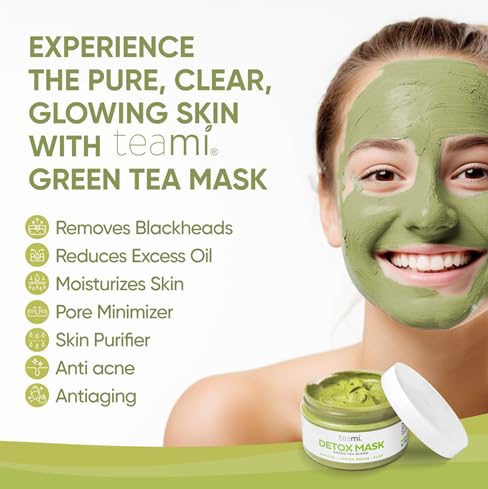 Teami Detox Face Mask for Hydraiting, Moisturizing & Purifying, Blackhead Remover Green Tea Deep Cleanse Mask reduces Acne & oil, Pore Minimizer Clay Mask for All Skin Types, Stick Mask Alternative