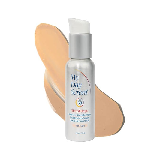Tinted Sunscreen for Face, 3-in-1 Moisturizer with SPF 30, Face Sunscreen Protection, Tinted Drops to Match Fair to Light Skin Tones, 2 fl oz
