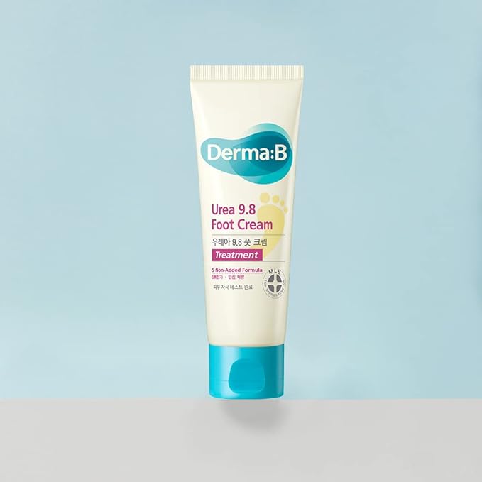 Derma B | Urea 9.8% Foot Cream | Foot Lotion for Dry Cracked Heel Treatment | Camellia Oil, Urea Cream for Feet | Hypoallergenic Leg Cream for Sensitive Skin | Woody Scent Foot Care | 2.7 fl oz (80ml)